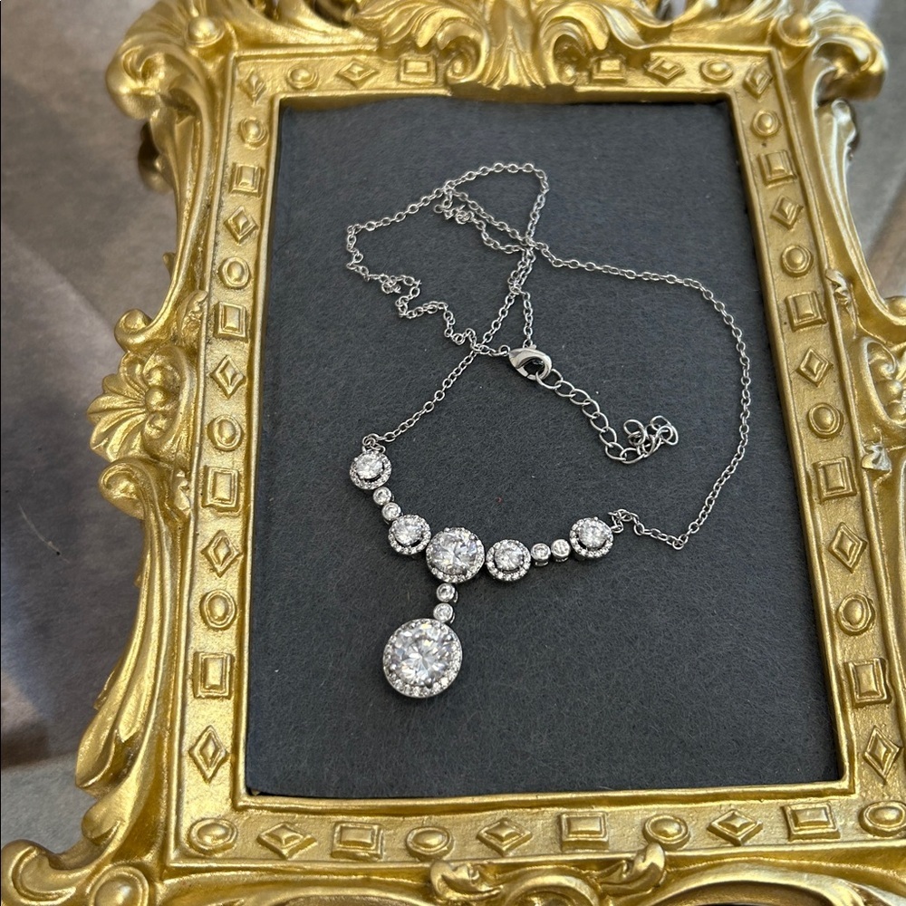 JCM Silver Necklace with Sparkling CZ Accents